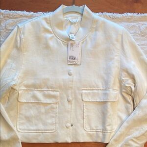 H&M Cream Utility Bomber Jacket Lightweight